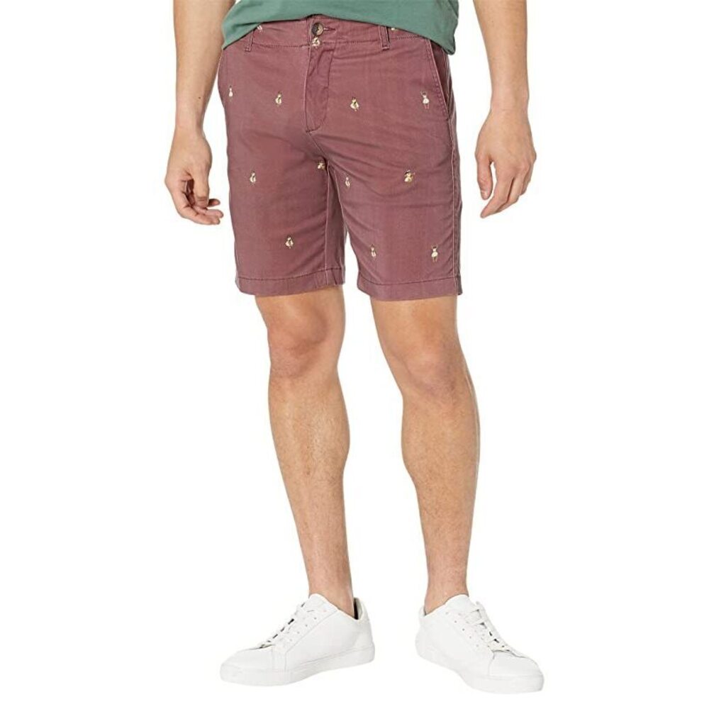 BENSON Knot Chino Printed Shorts Burgundy 38